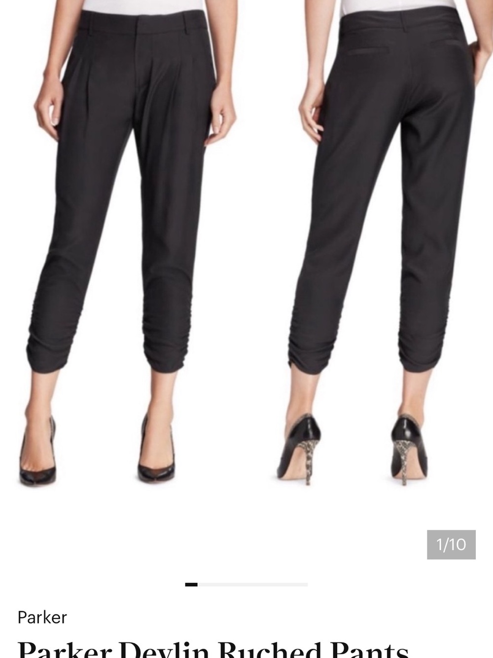 Parker Devlin Black Ruched Ankle Pants